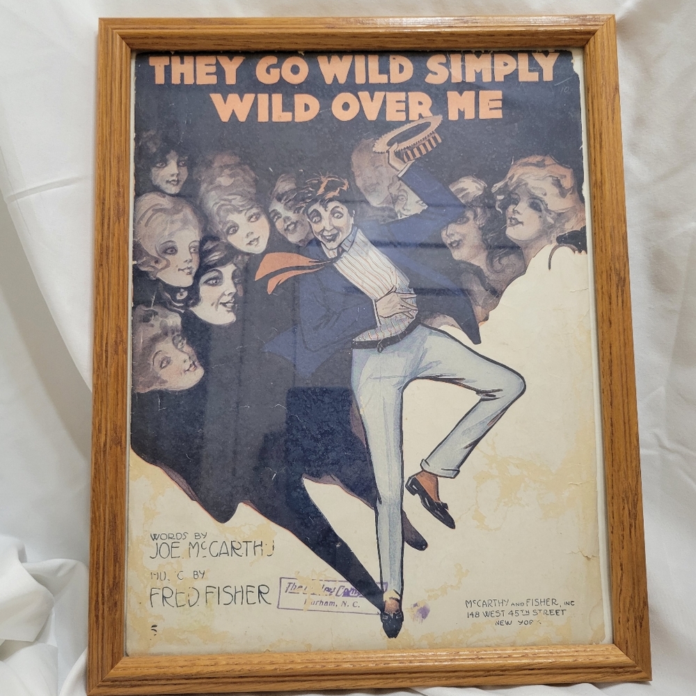 Framed "They Go Wild Simply Wild Over Me"  Sheet Music 1917